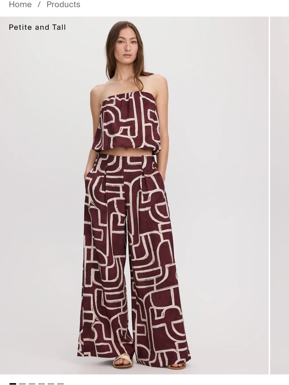 Reitmans Burgundy and Cream Patterned Co-Ord Set